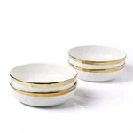 Stone Lain Florian 4-PIECE Round Pasta Bowl Set, White With Gold Rim. Fixed Price $95.76.