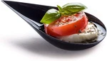Dlux 100 4-IN Tear Drop Mini Appetizer Plates, Reusable Black Plastic Spoons. Fixed Price $24.95.