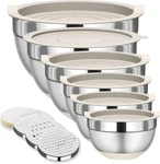 Mixing Bowls With Lids Set 6 Piece Stainless Steel Nesting Storage For Kitchen. Fixed Price $42.00.