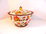 Temptations Old World Harvest Leaves/acorns 3 Qt Serving Bowl W/ Lid - Euc. Fixed Price $69.99.