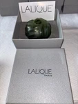 Lalique Crystal Royal Palm Dark Green Bud Vase France Signed Glass Flower. Fixed Price $169.00.