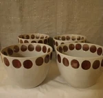 Set Of 4 Tag Soup/ Cereal Bowls Glaze Dot Hand Painted Lrg Capacity Nwt. Fixed Price $12.00.