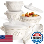 Artena French Onion Soup Bowls With Handles Lids & Spoons, 20 Oz Ceramic. Fixed Price $84.33.
