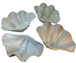 Vtg 4 Ct Melamine Clam Shell Serving Bowls 1970S 11 X 5 Footed. Fixed Price $44.00.