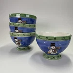 Sango Sweet Shoppe Christmas Snowman Sue Zipkin Footed Ice Cream Bowls Set Of 4. Fixed Price $19.95.