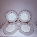 Set Of 4 Wedgwood Vera Wang Accent Plates Salad Light Gray Gold Rim. Fixed Price $64.99.