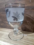 Vtg Clear Frosted Glass Goblet With Multiple Silver Leaf Design 1. Fixed Price $5.00.