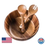 Bill.f Wooden Salad Bowl 12'' Acacia Large Mixing Set With Servers 3-. Fixed Price $92.97.