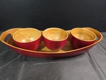 Ten Thousand Villages Spun Bamboo Salad 3 Serving Bowls Set. Fixed Price $42.00.
