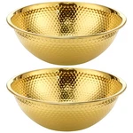 2 Pack Gold Salad Bowls Hammered Stainless Steel 13"X4.3" Round Mixing. Fixed Price $48.28.