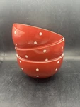 Crofton (3) Classic Beautiful Red & White Polka Dot Cereal Soup Bowls 25.7 Oz. Fixed Price $29.95.