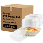 Karat Dome Lid For 24, 32, 48 Oz Bagasse Square Bowl 300 PCS,FP-KDL221-PET. Fixed Price $64.25.