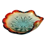 Mid-century Murano Curved Wave Art Glass Bowl, Colorful Home Decor Blue Ombre. Fixed Price $79.88.