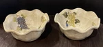 Tabletops Unlimited Cabernet Ruffle Edge Bowls Set Of 2 Grapes Hand Painted. Fixed Price $19.99.