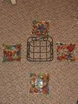 4 Pc Handpainted Square Glass Bowls/w Holder. Fixed Price $24.00.