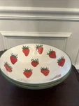 Set Of 2 Beautiful Strawberry Ceramic Coupe Bowls With Green Trim. Fixed Price $24.99.