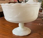 Vtg Mcm Eo Brody (cle, Oh) Milk Glass Pedestal Bowl Compote STYLE-M6000 Euc. Fixed Price $7.87.