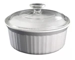Corningware Ribbed 1.5QT 1.6 #F-5-B French White Baking/serving Bowl W/lid. Fixed Price $19.63.