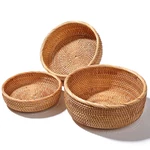 Xalvynq Honey Brown Natural Rattan Bread Basket Set Of 3 - Handwoven Round. Fixed Price $55.42.