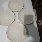 4 Pioneer Woman Farmhouse Lace Linen White Salad/dessert Plates Embossed. Fixed Price $27.00.