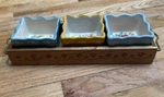 Pioneer Woman Floral Medley 4PC Stoneware Condiment Acacia Wood Martha Stewart. Fixed Price $20.86.