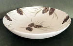 Merritt Melamine White 12 Inch Serving Bowl With Pine Cones Spruce Twigs Euc. Fixed Price $20.00.