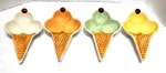 Williams Sonoma Ice Cream Dessert Bowls Orange Green Yellow White Set Of 4 Euc. Fixed Price $16.99.