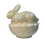 Mosser Milk Glass Bunny Rabbit On Basket Nest White Carnival Covered Dish Usa. Fixed Price $29.00.