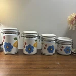 4 Vintage Certified International Cic Kitchen Canisters Fruit&flower Design. Fixed Price $69.99.