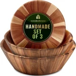 Woodenhouse Bowls, Salad Set Of 3 - Round Design Large Sal.... Fixed Price $91.80.