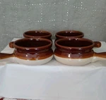 4 Chefs Two-tone Brown Soup/ Individual Casserole Bowls W/ Handle 20OZ Retired. Fixed Price $18.00.