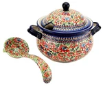 Zaklady Boleslawiec Polish Pottery 3.17-QUART Covered Soup Tureen With Ladle. Fixed Price $399.00.