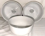 Sur Table Fine Ceramic Cereal Bowls Set Of 3 5.75" White With Black Rim. Fixed Price $24.00.