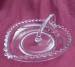 Vtg Imperial Glass Candlewick Heart-shaped Candy Dish Loop Handle Balls. Fixed Price $8.50.