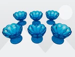 Vintage Anchor Hocking 6-LOT Fairfield Blue Scalloped Edge Pedestal Desert Bowls. Fixed Price $43.99.