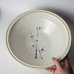 Vitnage Studio Art Pottery Hand Painted Brushwork Bamboo White Ceramic Bowl. Fixed Price $27.99.