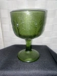 Vintage Ftd 1975 Green Glass Oak Leaf Goblet Candy Dish Vase. Fixed Price $15.00.
