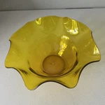 Vintage Blenko Jonquil Yellow Blown Glass Ruffled Console Bowl Mcm Deco 3716. Fixed Price $29.75.