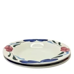 Pier 1 Ceramica Quadrifoglio Italy- PER7 SET/2 Soup/salad Bowls Blue Pink Floral. Fixed Price $19.99.