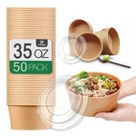 50 Pack 35 Oz Large Paper Bowls With Lids, Heavy Duty For Party, .... Fixed Price $46.32.
