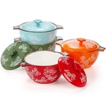 4 Pack Ceramic Soup Bowls Lid Double Handles 22 Oz French Onion Crock Casserole. Fixed Price $51.96.