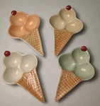 Set Of 4 Ice Cream Serving Dishes Cone Shaped Ceramic Williams Sonoma. Fixed Price $24.00.