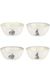 Set Of 4 Spode Meadow Lane Fine Porcelain 6 Inch Cereal Bowls Bunny Rabbit. Fixed Price $39.00.