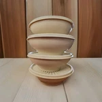 Vintage Harvest Gold Tupperware 4X Bowl + Lid Made Japan 890-41. Fixed Price $19.99.
