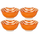 SET-4 6IN Bowls W-orange Cabana Stripes Design Inside Orng. Fixed Price $45.00.