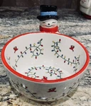 Temptations By Tara Winter Whimsy Snowman Large Candy Bowl 5 3/4 Looks Unused. Fixed Price $28.00.