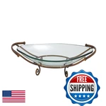 Deco 79 Tempered Glass Kitchen Serving Bowl Brown Metal Scroll Base 23 X 14. Fixed Price $167.07.