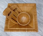 Pampered Chef 2 Bamboo Squared Salad/serving Snack & Tru Hands. Fixed Price $31.99.