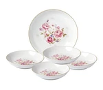 Lorren Home Trends 5 Piece Porcelain Pasta Set, 1 Serving Bowl And 4 Individual. Fixed Price $60.17.