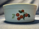 Vintage Cordon Bleu Bia Souffle Bowl 8" Ribbed Fruit Pattern Painted Dish. Fixed Price $20.00.